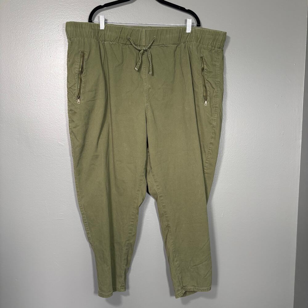 Meri Skye Olive Green Straight Leg Elastic Waist Pants - 24 - Women's Plus Size
